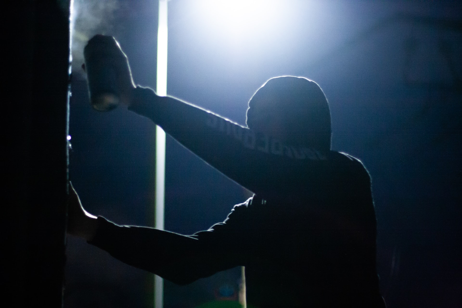 Dark scenery with unrecognizable person.