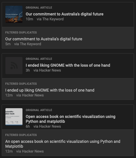 Inoreader deduplication
